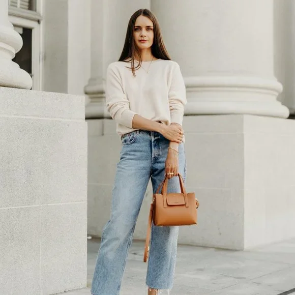 😍 Stella Mini Satchel Bag - Genuine Leather - Pale Rose - Picture 14 of 14